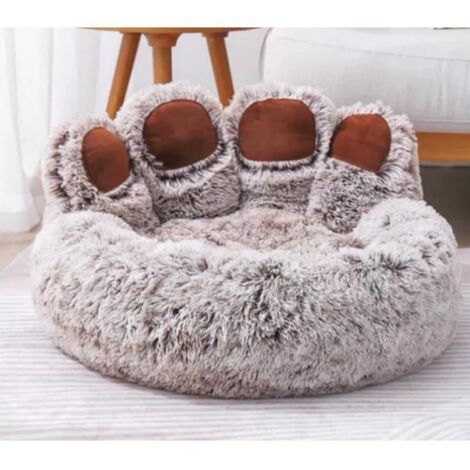 Panier Pour Chien, Lit Pour Chien En Forme De Patte D\'ours,Lavable Et Antidérapant (Brun 60cm)