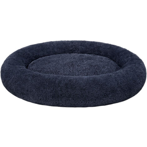 Panier pour Chien, Lit Ronde en Forme de Beignet, Canapé, Coussin Central Amovible et Lavable, Tissu Peluche Doux, Ø140 cm, Gris Foncé
