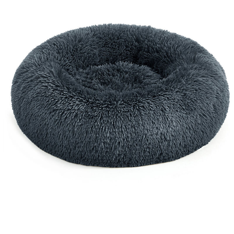 Panier pour Chien, Lit Ronde en Forme de Beignet, Canapé, Coussin Central Amovible et Lavable, Tissu Peluche Doux, Ø60 cm, Gris Foncé Panier pour Chien, Lit Ronde en Forme de Beignet, Canapé, Coussin Central Amovible et Lavable, Tissu Peluche Doux, Ø60 cm, Gris Foncé
