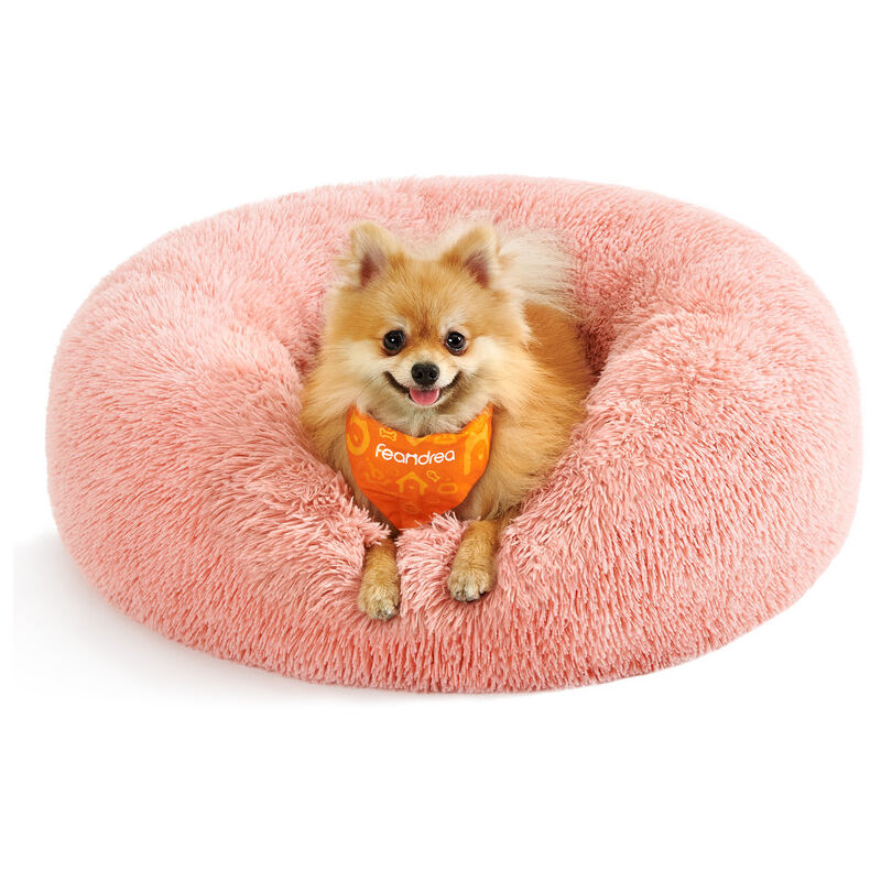 Panier pour Chien, Lit Ronde en Forme de Beignet, Canapé, Coussin Central Amovible et Lavable, Tissu Peluche Doux, Ø60 cm, Rose Panier pour Chien, Lit Ronde en Forme de Beignet, Canapé, Coussin Central Amovible et Lavable, Tissu Peluche Doux, Ø60 cm, Rose
