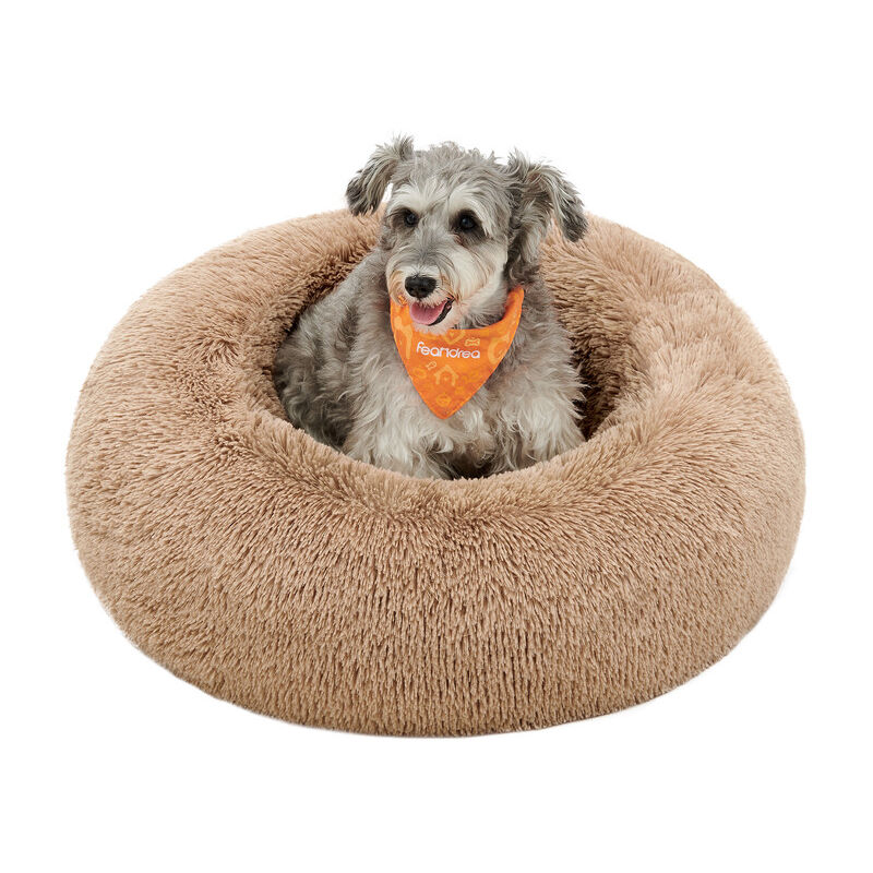 Panier pour Chien, Lit Ronde en Forme de Beignet, Canapé, Coussin Central Amovible et Lavable, Tissu Peluche Doux, Ø70 cm, Marron Camel Panier pour Chien, Lit Ronde en Forme de Beignet, Canapé, Coussin Central Amovible et Lavable, Tissu Peluche Doux, Ø70 cm, Marron Camel