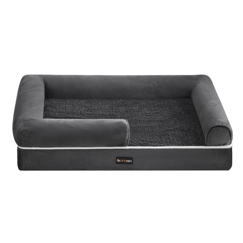 Panier pour Chien Orthopédique, Canapé, Lit pour Animaux, Rembourrage Moelleux, Bords Rehaussés, Housse Amovible et Lavable, 91 x 71 x 20 cm,