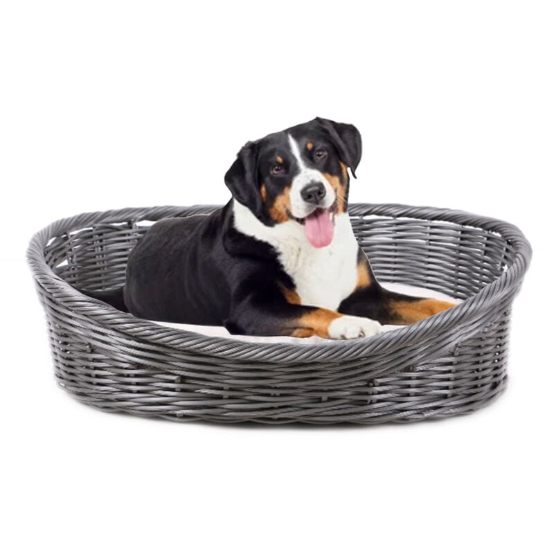 Panier pour chien - Panier rond pour chat - Coussin inclus - Anthracite - 58x44x19cm - Maxxpet