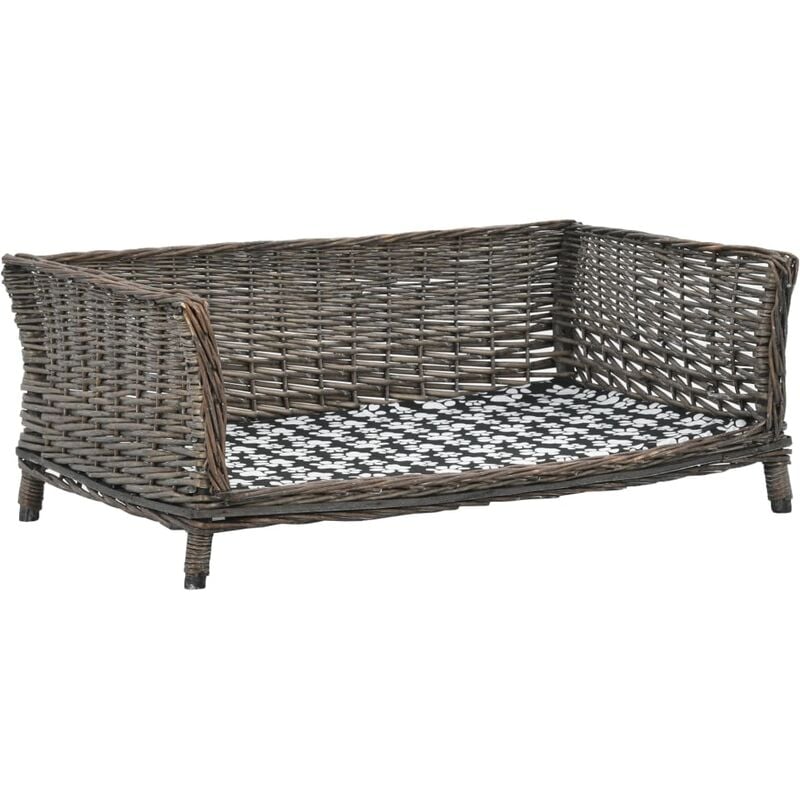 Panier pour chiens avec coussin Gris 90x54x35 cm Saule naturel Vidaxl