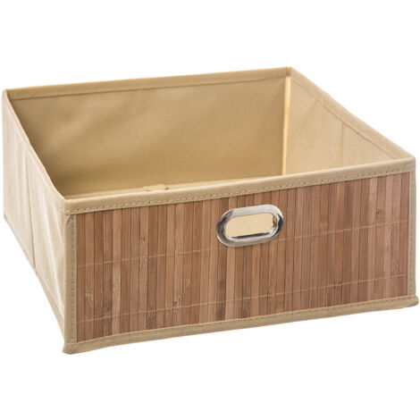 Panier pour meuble de salle de bain en bambou naturel 31x31x13.5cm