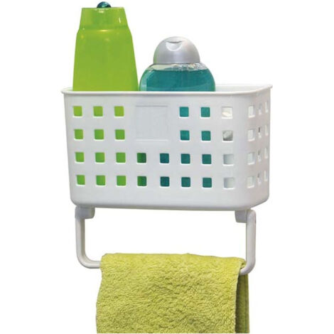 Panier pp/porte serviettes sur ventouses - blanc - Tendance