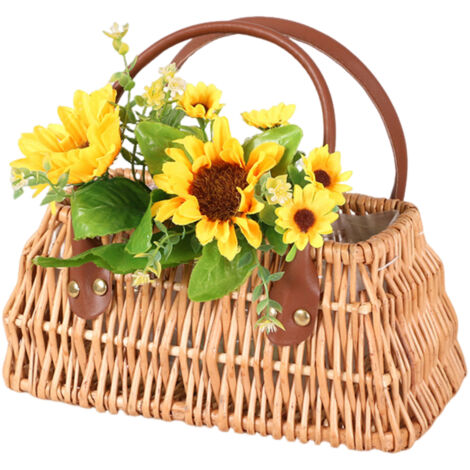 Panier princesse miniature en dentelle, osier, rotin, herbe tressée, pot de fleurs vertes, panier photo pour enfant, cadeau d'accompagnement, panier de fleurs à main