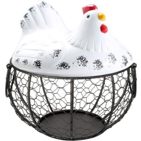 Panier Rangement pour Œufs,avec Couvercle pour Poule en Céramique,Organisateur Collations Aux Fruit