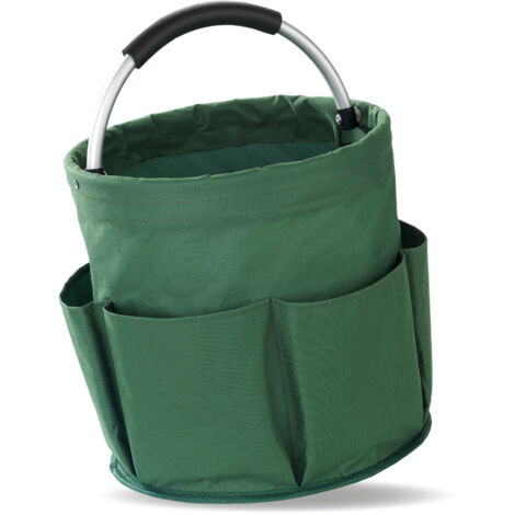 Panier rangement produit d'entretien, 6 rangements, pliable avec poignée de transport, vert