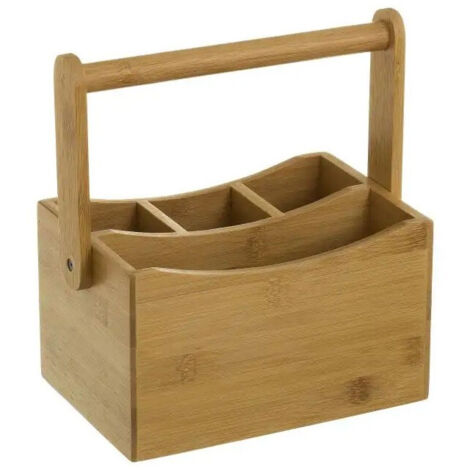 Panier Rangement Salle de Bain en Bambou avec Anse