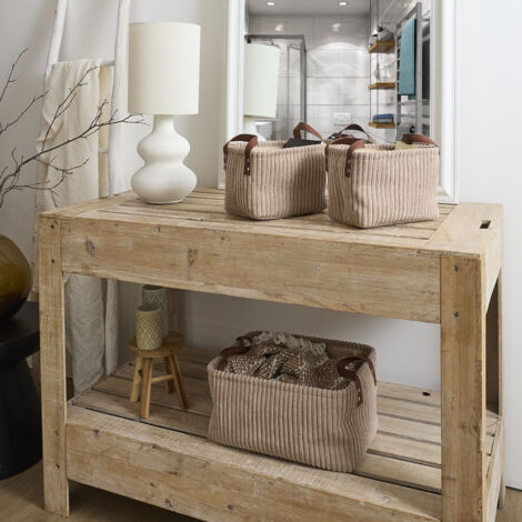 Panier Rangement Taupe Cotele X3 H20cm
