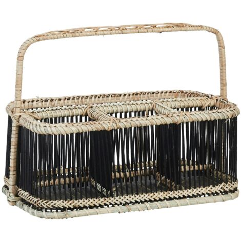 Panier rectangle compartimenté noir à anse