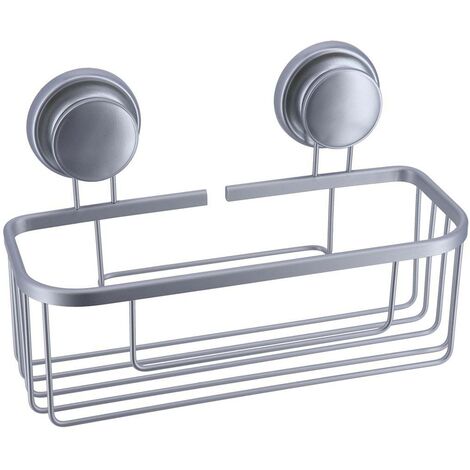 Panier rectangulaire aluminium sur ventouses - chrome - Tendance
