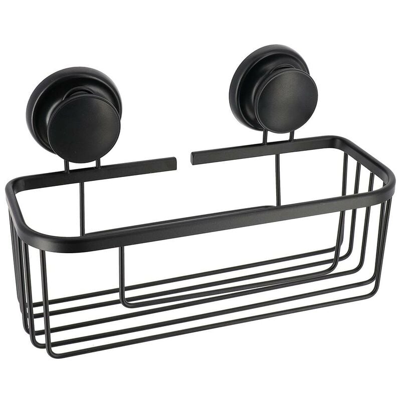 Panier rectangulaire aluminium sur ventouses - noir Tendance
