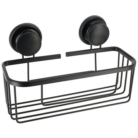 Panier rectangulaire aluminium sur ventouses - noir - Tendance