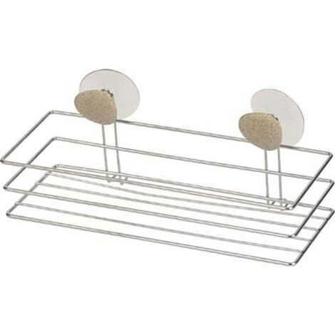Panier rectangulaire en métal sur ventouses avec déco galet - TENDANCE