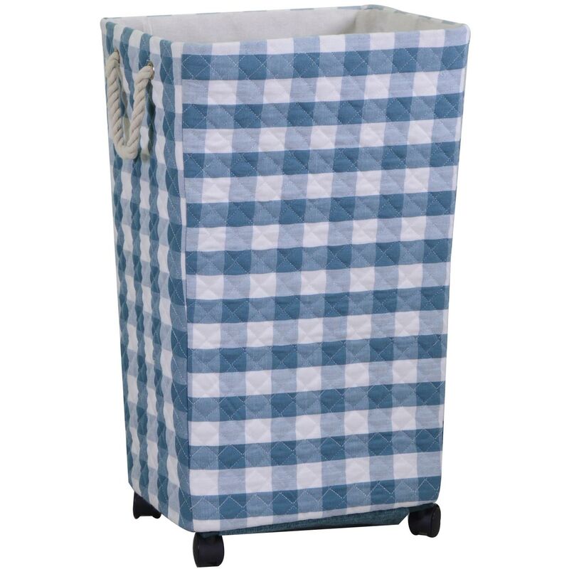 Panier rectangulaire en tissu bleu avec roues cm40x30h70