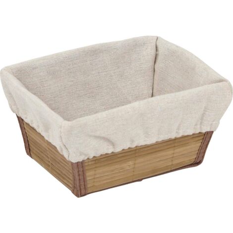 Panier rectangulaire evase bambou et pp - bambou/tissu blanc - Tendance