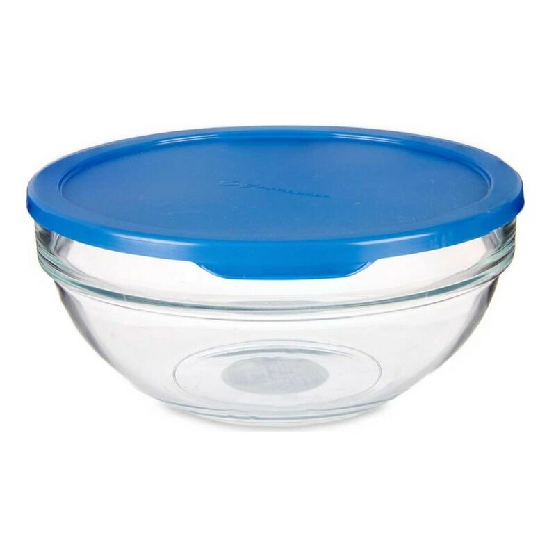 Panier-repas rond avec couvercle Bleu Plastique verre (1135 ml)