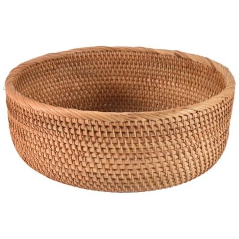 Panier Rond en Rotin Naturel Grand Plateau pour Pain Fruits et Stockage Aliments