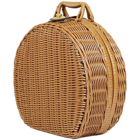 Panier rond en rotin pour valise, valise de rangement vintage en rotin tressé ---