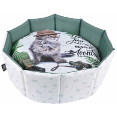 Panier Rond pour Chat "Aventurier" 48cm Blanc