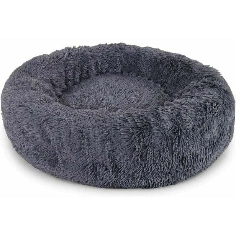 Panier rond pour chien coussin pour chat panier donut Ø 60 cm (L) Gris foncé,