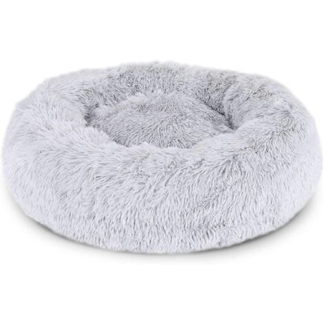 Panier rond pour chien ou chat avec coussin, panier donut 40 cm gris clair