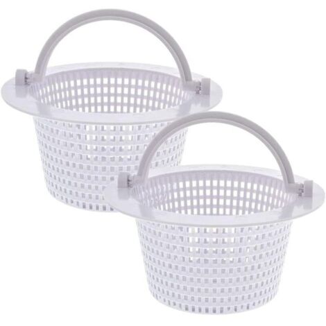 Panier rond pour skimmer de piscine hors-sol, avec poignée pour un retrait facile, lot de 2 - Diam. 16 cm - Blanc
