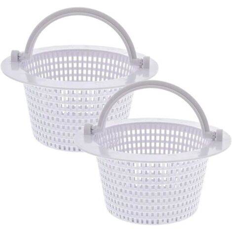 Panier rond pour skimmer de piscine hors sol, avec poignée pour un retrait facile, lot de 2 - Diamètre 16 cm - Blanc