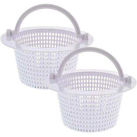 Panier rond pour skimmer de piscine hors sol, avec poignée pour Un Retrait Facile, Paquet de 2 - Diam 16 cm - Blanc