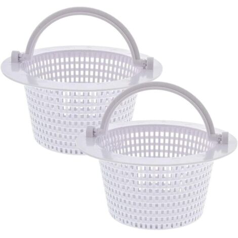 Panier rond pour skimmer de piscine hors sol – Lot de 2 – Poignée intégrée pour retrait facile – Diamètre 16 cm – Plastique robuste