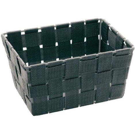 Panier salle de bain Adria Mini, rangement salle de bain, Long, Polypropylène, 19x9x14 cm, gris