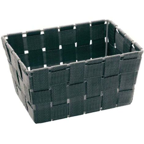 Panier salle de bain Adria Mini, rangement salle de bain, Long, Polypropylène, 19x9x14 cm, gris