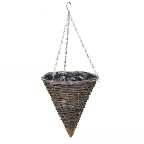 Panier Suspendé pour Fleurs Main Tissé avec Chaîne Blanche de 40cm - Corbeille de Suspension Élégante pour Décorations Domestiques