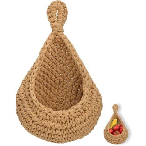Panier suspendu en jute, panier de rangement bohème, paniers de fruits et légumes, panier décoratif suspendu pour salon, salle de bain, cuisine et chambre