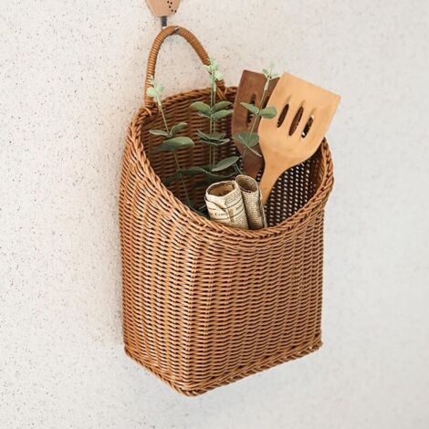 Panier Suspendu en Osier Tressé pour Maison et Jardin – Décoration Murale Fait Main Style Ferme