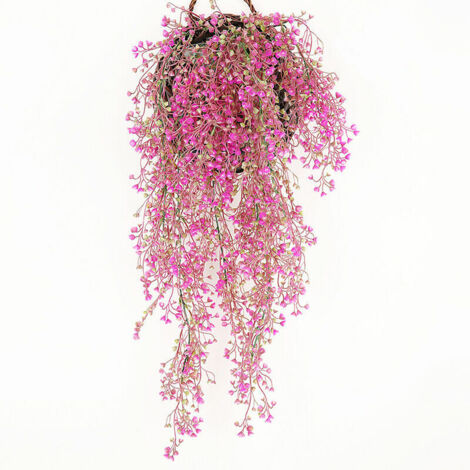 Panier Suspendu Fl Artificielle, Fls Artificielles sur Mur, Fls Suspendues, Fls Artificielles pour Salon, 85cm(Rose Rouge)