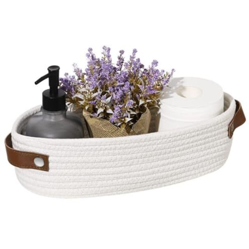 Largeight - Panier Table a Langer, Panier en Corde de Coton Empilables, Petit Panier Rangement, Panier Rangement Bébé, Panier Rangement Tissé en