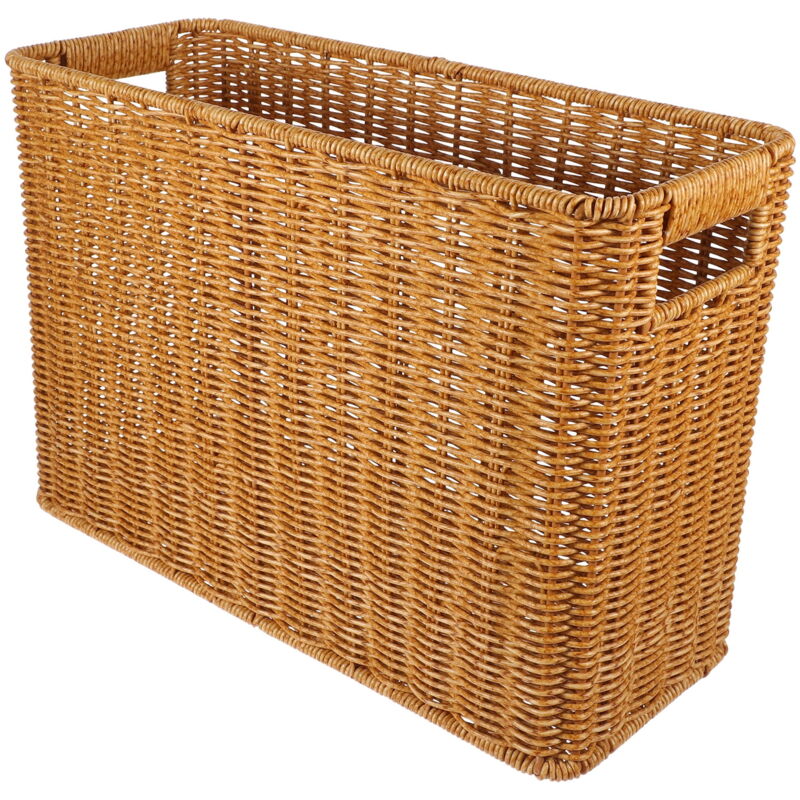 Panier tissé décoratif avec poignée, panier de rangement, porte-articles de toilette non couvert, imitation panier tissé en rotin