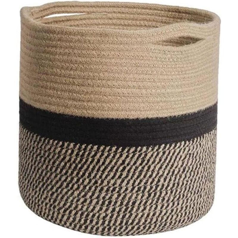 Panier tissé Pot de Fleurs Corde de Coton Plante Panier de Rangement Organisateur avec poignées pour Planter des Articles Divers