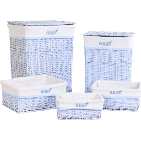 Panier tressé bleu ciel élégant pour linge délicat - Bleu ciel nuancé en polyester tressé