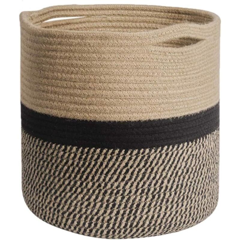 Panier tressé de 20 cm en corde, avec poignées, pour fleurs, jouets ou rangement chambre de bébé