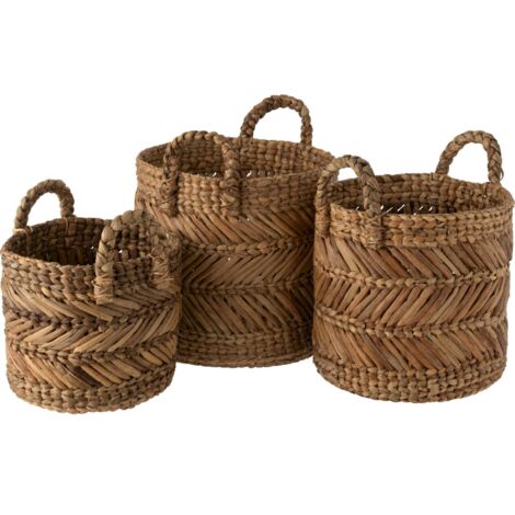 Panier tressé en raphia naturel pour rangement élégant - Naturel raphia tressé