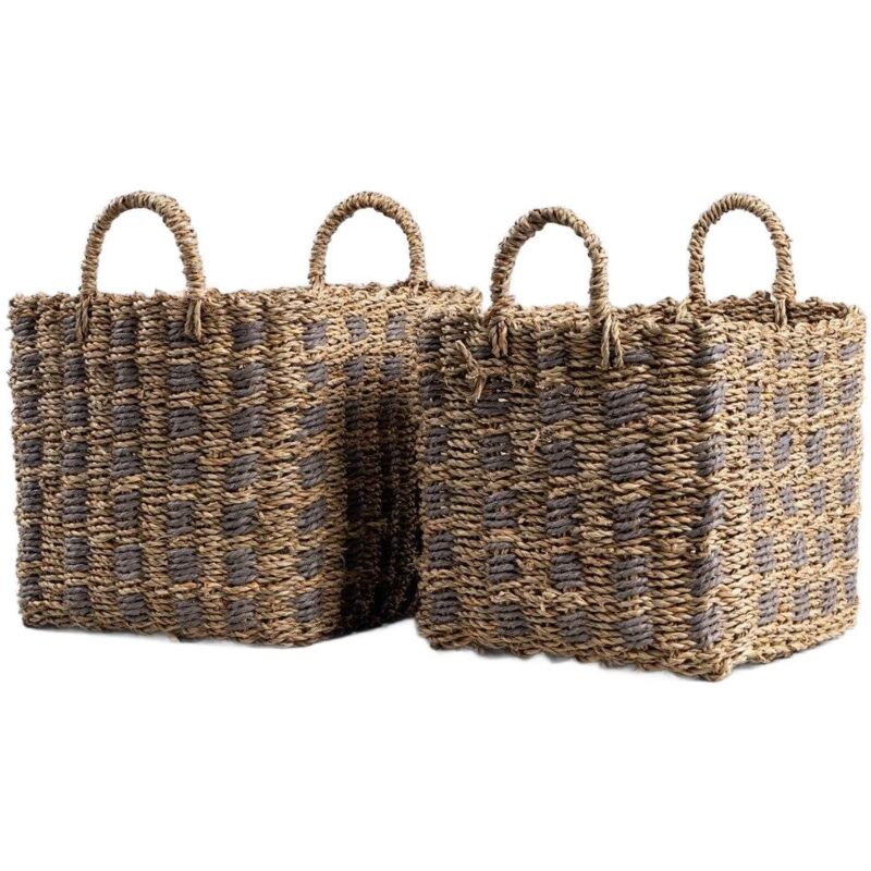 Panier tressé FABRIQUÉ pour ranger 2 pièces. 28x28x26/32 cm / 25x25x24/30 cm 736711