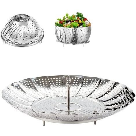 Panier vapeur en acier inoxydable, panier vapeur de 23 cm (9 pouces) pour autocuiseurs, panier vapeur Daisy, accessoires pour cuiseur vapeur pliable