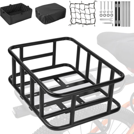 Panier vélo arrière avec Filet à Bagages, Housse imperméable et résistante à la pluie, 43 x 33,2 x 15 cm, noir