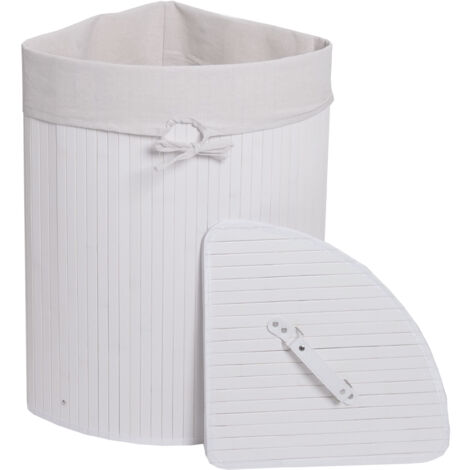 Panieràlinge d'angle HWC-C21, Laundry Bacàlinge Collecteur de linge, bambou 61x48x35cm 50l