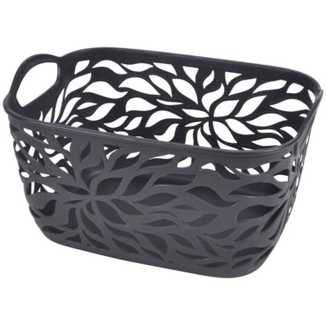 Panière à Linge "Motif Végétal" 14L Anthracite