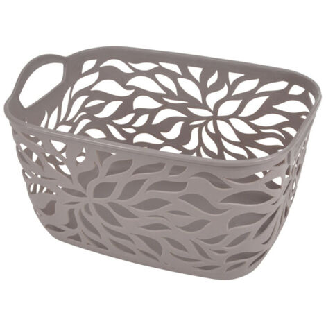 Panière à Linge "Motif Végétal" 14L Taupe
